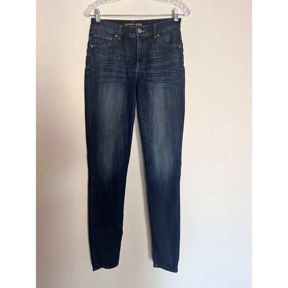 Express Jeans‎ Women High Rise Blue Leggings Size 4R - Picture 1 of 8
